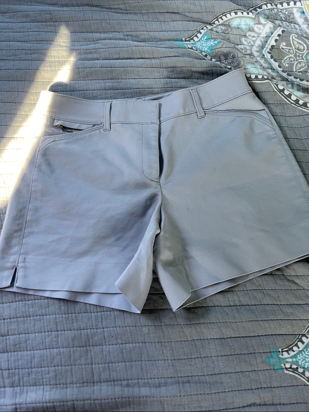 White House Black Market Light Gray High-Waist Performance Shorts